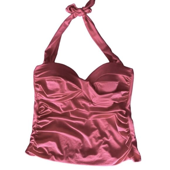 Miraclesuit Tankini Swimsuit Pink Coral Lined Ruched  Lined SZ 24W - Picture 1 of 13